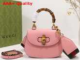 Gucci Mini Top Handle Bag with Bamboo Pink Leather 686864 Replica