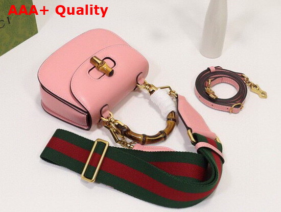 Gucci Mini Top Handle Bag with Bamboo Pink Leather 686864 Replica