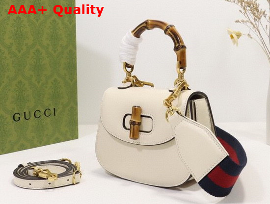 Gucci Mini Top Handle Bag with Bamboo White Leather 686864 Replica