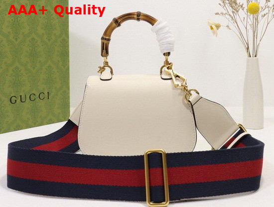 Gucci Mini Top Handle Bag with Bamboo White Leather 686864 Replica