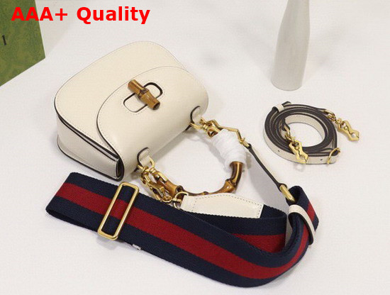 Gucci Mini Top Handle Bag with Bamboo White Leather 686864 Replica