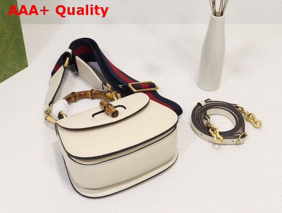 Gucci Mini Top Handle Bag with Bamboo White Leather 686864 Replica