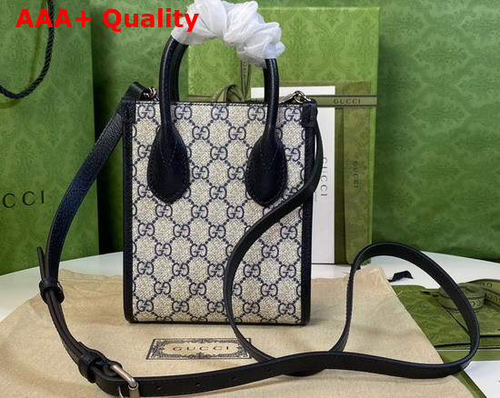 Gucci Mini Tote Bag With Interlocking G Beige and Blue GG Supreme Canvas 671623 Replica