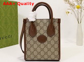 Gucci Mini Tote Bag with Interlocking G Beige and Ebony GG Supreme Canvas 671623 Replica