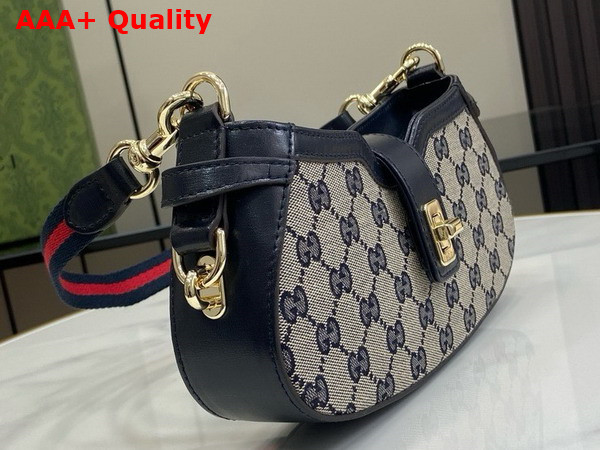 Gucci Moon Side Mini Shoulder Bag in Beige and Blue Original GG Canvas 786015 Replica