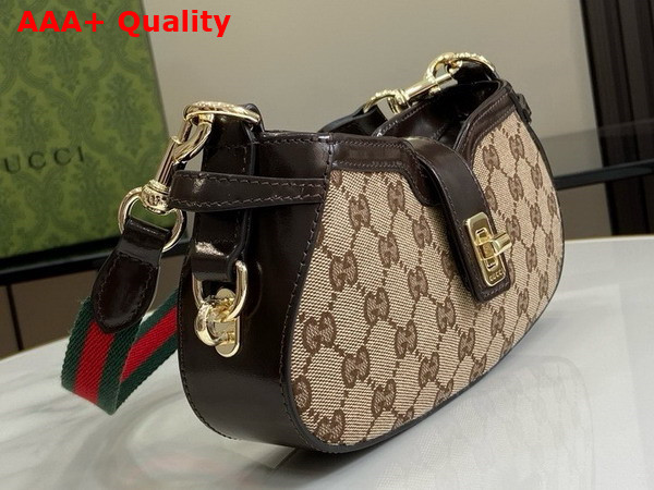 Gucci Moon Side Mini Shoulder Bag in Beige and Ebony Original GG Canvas 786015 Replica