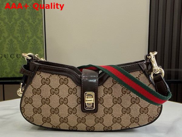 Gucci Moon Side Mini Shoulder Bag in Beige and Ebony Original GG Canvas 786015 Replica