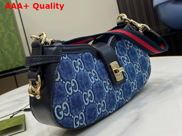 Gucci Moon Side Mini Shoulder Bag in Blue GG Denim 786015 Replica