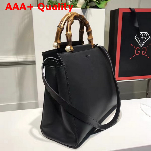 Gucci Nymphea Leather Top Handle Bag in Black Leather Replica