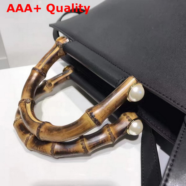 Gucci Nymphea Leather Top Handle Bag in Black Leather Replica