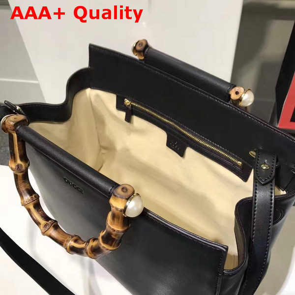 Gucci Nymphea Leather Top Handle Bag in Black Leather Replica