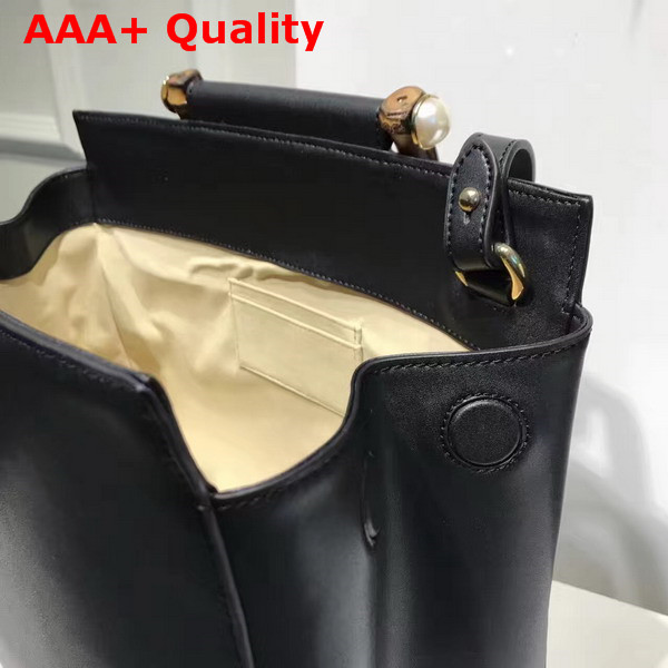 Gucci Nymphea Leather Top Handle Bag in Black Leather Replica