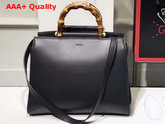 Gucci Nymphea Leather Top Handle Bag in Black Leather Replica