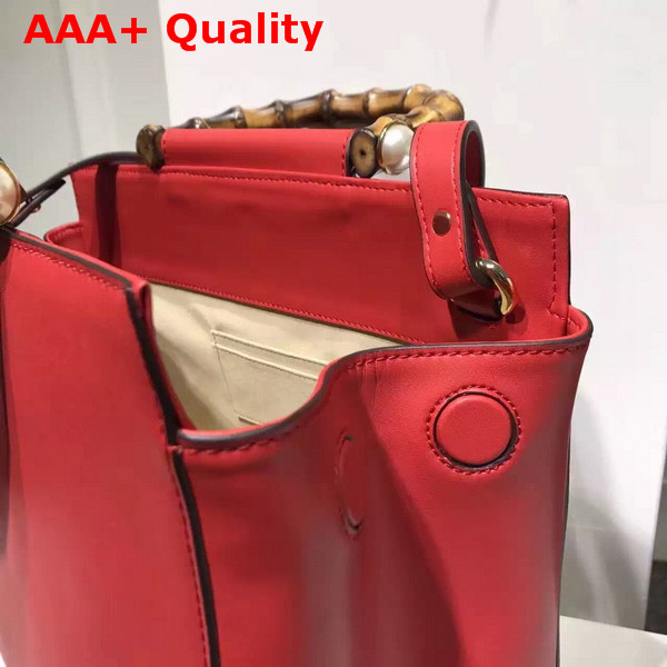 Gucci Nymphea Leather Top Handle Bag in Red Leather Replica