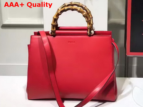 Gucci Nymphea Leather Top Handle Bag in Red Leather Replica