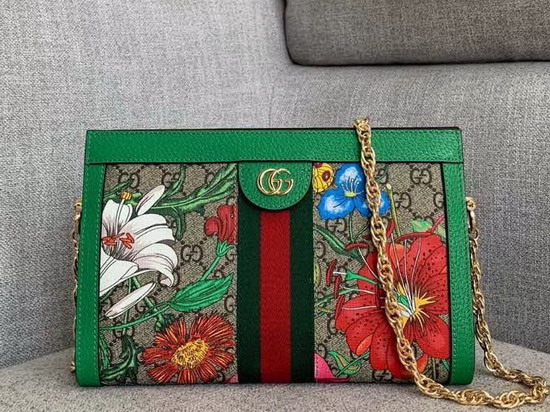 Gucci Online Exclusive Ophidia GG Flora Small Shoulder Bag Green and GG Supreme Flora 503877