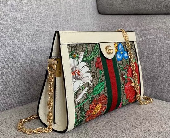 Gucci Online Exclusive Ophidia GG Flora Small Shoulder Bag White and GG Supreme Flora 503877