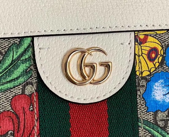 Gucci Online Exclusive Ophidia GG Flora Small Shoulder Bag White and GG Supreme Flora 503877