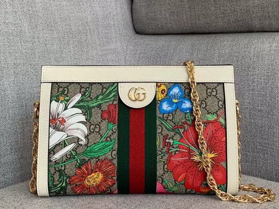 Gucci Online Exclusive Ophidia GG Flora Small Shoulder Bag White and GG Supreme Flora 503877