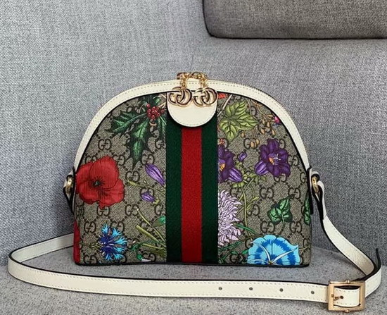 Gucci Online Exclusive Ophidia GG Flora Small Shoulder White and GG Supreme Flora 499621