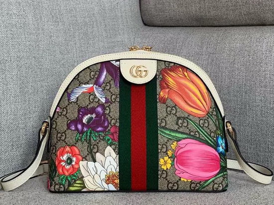 Gucci Online Exclusive Ophidia GG Flora Small Shoulder White and GG Supreme Flora 499621