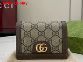 Gucci Ophidia Card Case Callet in Beige and Ebony GG Supreme Canvas 523155 Replica