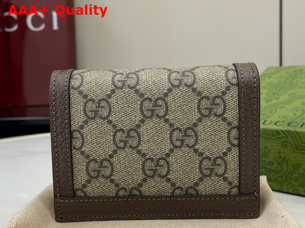 Gucci Ophidia Card Case Callet in Beige and Ebony GG Supreme Canvas 523155 Replica