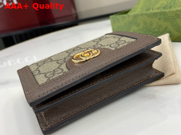 Gucci Ophidia Card Case Callet in Beige and Ebony GG Supreme Canvas 523155 Replica