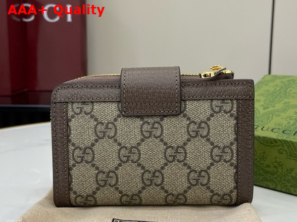 Gucci Ophidia Card Case Wallet in Beige and Ebony GG Supreme Canvas 725662 Replica