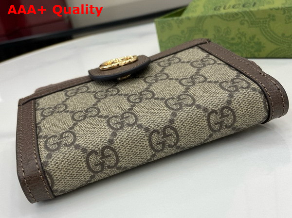 Gucci Ophidia Card Case Wallet in Beige and Ebony GG Supreme Canvas 725662 Replica