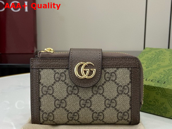 Gucci Ophidia Card Case Wallet in Beige and Ebony GG Supreme Canvas 725662 Replica