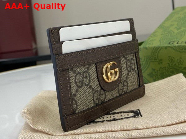 Gucci Ophidia Card Case in Beige and Ebony GG Supreme Canvas 523159 Replica