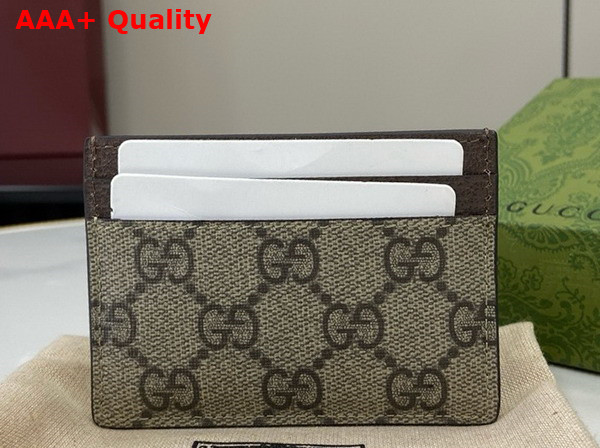 Gucci Ophidia Card Case in Beige and Ebony GG Supreme Canvas 523159 Replica