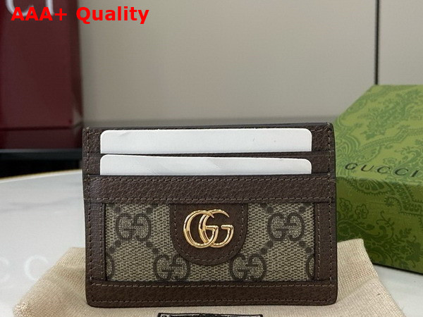 Gucci Ophidia Card Case in Beige and Ebony GG Supreme Canvas 523159 Replica