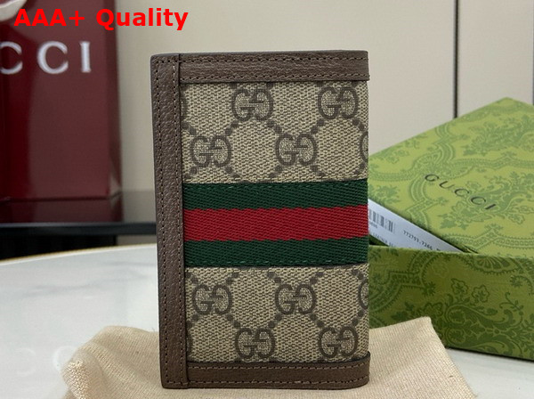 Gucci Ophidia Card Case in Beige and ebony GG Supreme Canvas 734943 Replica