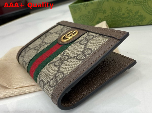 Gucci Ophidia Card Case in Beige and ebony GG Supreme Canvas 734943 Replica