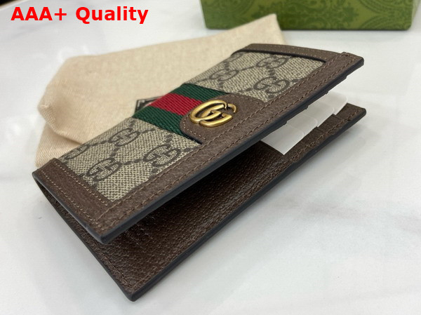 Gucci Ophidia Card Case in Beige and ebony GG Supreme Canvas 734943 Replica