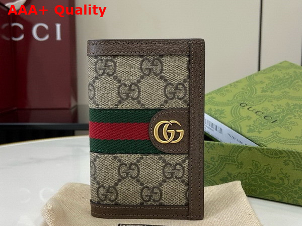 Gucci Ophidia Card Case in Beige and ebony GG Supreme Canvas 734943 Replica