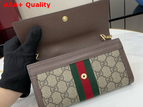 Gucci Ophidia Chain Wallet with Web in Beige and Ebony GG Supreme Canvas 772309 Replica