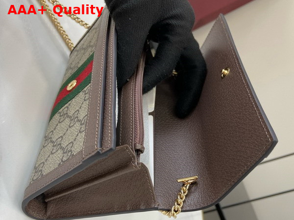 Gucci Ophidia Chain Wallet with Web in Beige and Ebony GG Supreme Canvas 772309 Replica