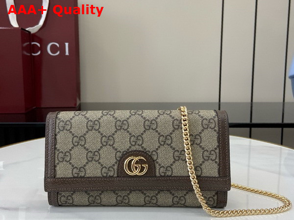 Gucci Ophidia Chain Wallet with in Beige and Ebony GG Supreme Canvas 772309 Replica