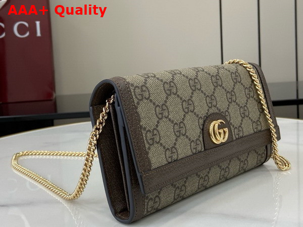 Gucci Ophidia Chain Wallet with in Beige and Ebony GG Supreme Canvas 772309 Replica