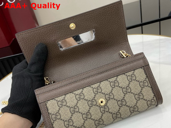 Gucci Ophidia Chain Wallet with in Beige and Ebony GG Supreme Canvas 772309 Replica