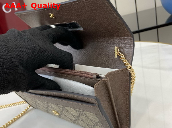 Gucci Ophidia Chain Wallet with in Beige and Ebony GG Supreme Canvas 772309 Replica