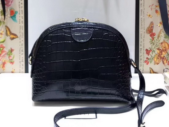 Gucci Ophidia Crocodile Small Shoulder Bag Black Crocodile