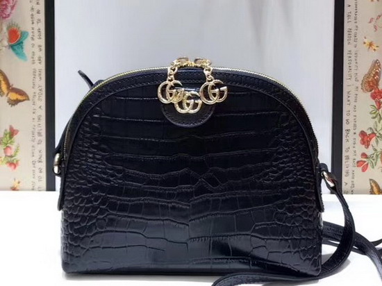 Gucci Ophidia Crocodile Small Shoulder Bag Black Crocodile