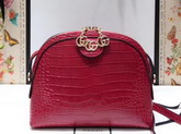 Gucci Ophidia Crocodile Small Shoulder Bag Hibiscus Red Crocodile