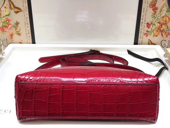 Gucci Ophidia Crocodile Small Shoulder Bag Hibiscus Red Crocodile