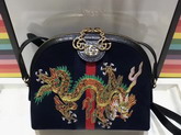 Gucci Ophidia Embroidered Small Shoulder Bag in Blue Suede