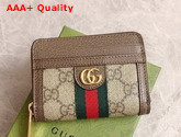 Gucci Ophidia GG Card Case Wallet in GG Supreme and Brown Leather 658552 Replica